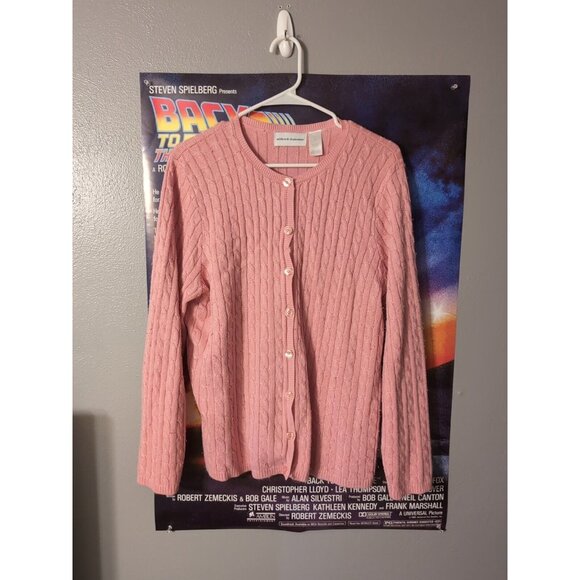 Alfred Dunner Pink Vintage Button Up Cardigan Sweater Women's Size L - Picture 1 of 6